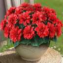 VIERENA 8 Bundles Artificial Dahlia Flowers for Outdoors Spring Summer Decor, No Fade Silk Flower Faux Dahlias Plant Arrangement for Home Garden Balcony FarmhouseRed