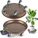 PACETAP 2Pack 15.7'' Large Plant Stand with Lockable Wheels, Heavy-Duty Plant Caddy with Casters for Indoor and Outdoor, Round Rolling Plant Stands Garden Pot Mover to Carry Potted Flower Pot