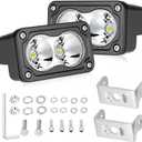 LED Pods, AKD Part 3 Inch CREE LED Off Road Driving Lights 40W Spot Small LED Fog Lights Pods Ditch Lights Backup Light 2 Packs for Truck Motorcycle UTV ATV SUV Surron Toyota (White)