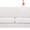 YEMYHOM Latest Checkered 3 Pieces Couch Covers for 2 Cushion Couch High Stretch Sofa Cover with 2 Extra Large Seat Cushion Covers Anti Slip Elastic Slipcovers (XL Loveseat, White), 71"-91"(2 CUSHIONS)