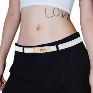 ZminRN Belts for Women Belt for Jeans for Dress Women's Belts Dupe Doop White Belt Women Leather Belt Waist Belt Fashion Accessories, White/ Gold