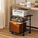 Rolling File Cabinet Cart, Printer Stand with Storage Drawer for Hanging File, Printers Table with Extended Desktop for Home Office, Printers Cabinet Shelf with Wheel for Fax Machine/Scanner