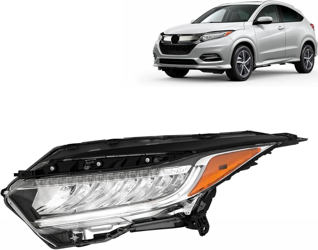 Driver Side Headlights Assembly Replacement for Honda HRV 2019-2022 Housing Chrome Lamp LH 1PC 33150-T7A-A51
