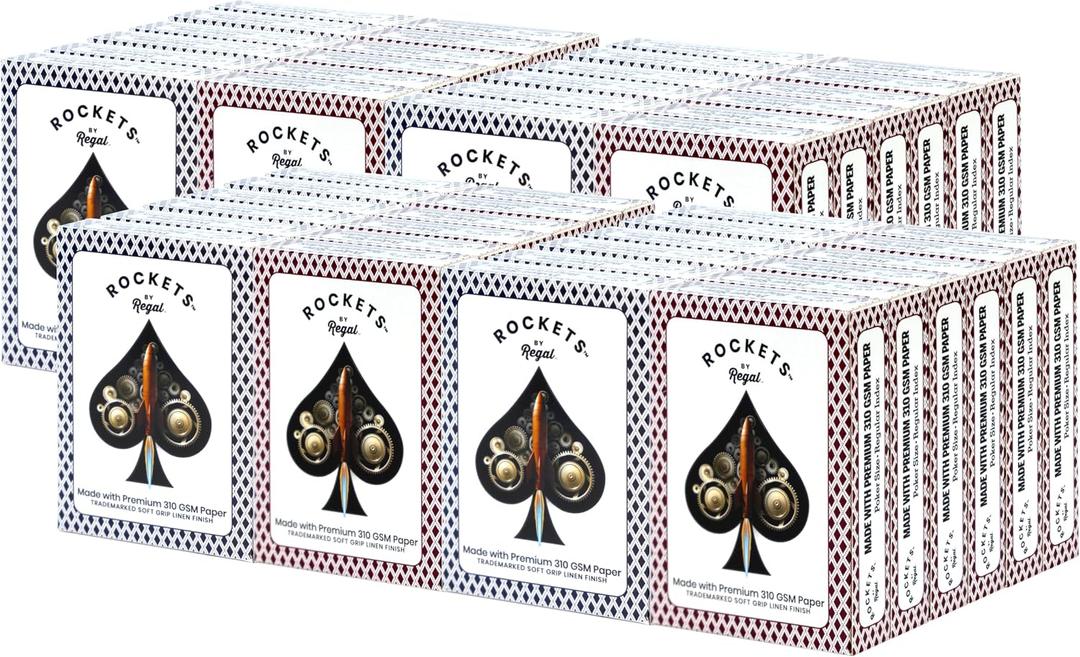 Regal Games [48 Decks] Rockets Bulk Playing Cards Set for Adults & Professionals - 310 GSM Linen Finish - Poker Cards for Blackjack, Euchre, Canasta - Casino Grade, Travel & Game Night Cards