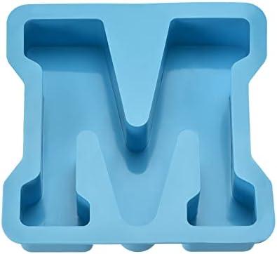 MECCANIXITY 6 Inch Giant Large 3D Alphabet Letter Mold, Silicone Resin Letter Mold for Epoxy Resin Art DIY Crafts Decoration M Blue