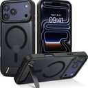 2 x BENTOBEN Magnetic for iPhone 17 Pro Max Case with Invisible Stand [Compatible with Magsafe] Translucent Matte Phone Case for 17 Pro Max Slim Kickstand Shockproof Women Men Cases Cover, Black