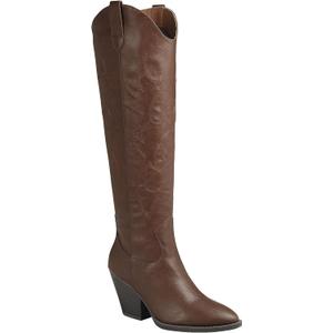 ABSOLEX Women's Western Cowboy Cowgirl Pointed Toe Mid-Calf Over the Knee Heel Boot, 8.5