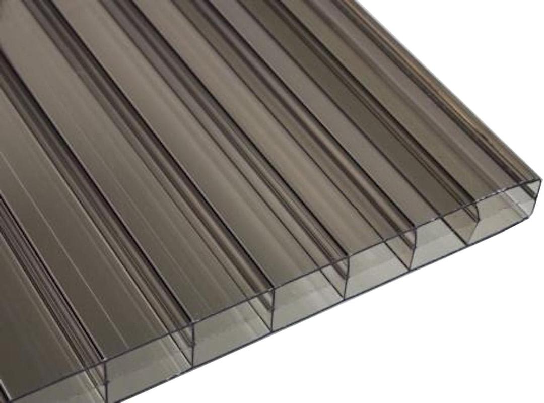 Falken Design Bronze Twin Wall Polycarbonate Panel - 12" x 24" x 1/4" (6mm) - UV Resistant Lightweight, Shatterproof Roof Sheet for DIY, Greenhouses, Sheds & Outdoor Use