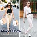 No Show Invisible Belt for Women/Men Elastic Web Strap Waist Stretch Belt with Flat Buckle for Jeans Pants Dresses (Suit for US Size 16+, 1pcs/ White)