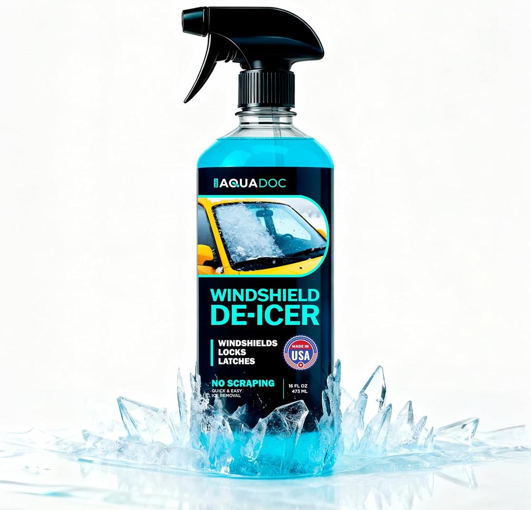 AquaDoc De-icer for Car Windshield - Liquid Ice Melter for Windshields, Windows, Door Locks & Latches - Car De Icer Spray for Fast Ice Removal - 16oz