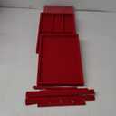 Rocutus Jewelry Trays,3 Pack Stackable Velvet Jewelry Organizer Tray Drawer Jewelry Storage Tray,Divided Ring Organizer Tray for Earrings, Necklaces, Bracelets,13.8"x9.5"x1.2" (Red)