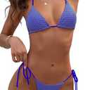 Sexy Bikini Sets for Women Two Piece Halter Triangle Top with Tie Side Bottom Swimsuit Bathing Suits Royal Blue, Medium