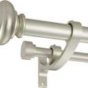 Double Curtain Rods 36 to 72 Inches with Solid Aluminum Alloy Brackets, 1 Inch Adjustable Drapery Rod, Heavy Duty Dual Curtains Rod for Window, Sliding Door, Bedroom Decoration, Matte Sliver