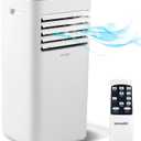 SereneLife 10000 BTU Portable Air Conditioner - 3-in-1 Portable AC Unit for Bedroom Up to 300 Sq.Ft, 24H Timer, Remote Control, Sleep Mode, Wheels, with Window Mount Kit, White