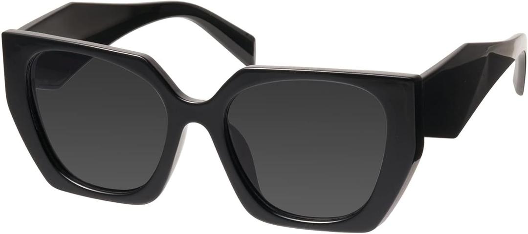 mosanana Square Cat Eye Sunglasses for Women Trendy Geometric Style Model-COCO (C6-all Black)