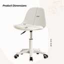 Small Cute Swivel Armless Chair, Padded Cushion, Height Adjustable for Home Office Study Vanity (White)