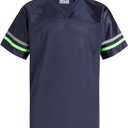 Retro Fans Football Jerseys for Men Women Unisex Workout T-Shirts Fashion Tops Casual Outfits (XX-Large, Gray/Lime Green Stripe-navy Jersey)