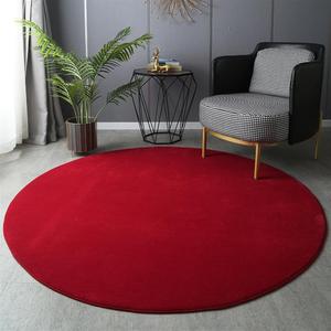 Round Rug Solid Thick Non Slip Carpet Soft Plush Fluffy Area Rug for Living Room Bedroom Kids Nursery Room Red 4 Feet