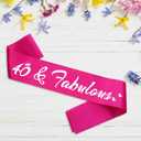 2 x 40 & Fabulous Birthday Sash, 40th Birthday Gifts idea for women, Funny 40th Birthday Party Suppiles, Hot Pink+ Silver(40 & Fabulous)