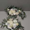 Faux Arch Flower Swag Set of 2 for Wedding Welcome Signs Floral Swag Wedding Reception Ceremony Signs Decor (White)