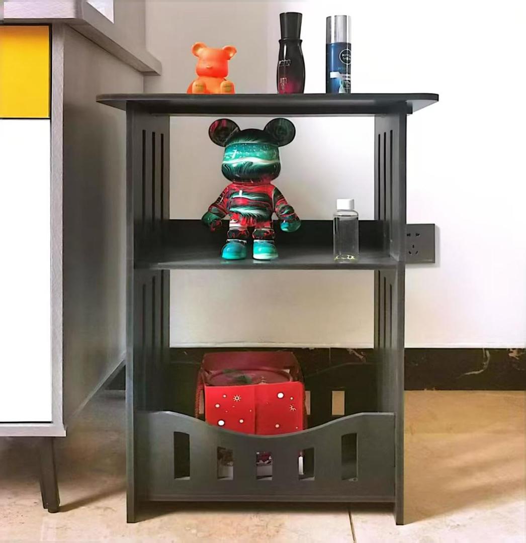 End Table, Cute Nightstands Small Tables for Small Spaces White Coffee Bedside StorageShelf for Office, Living Room, Bedroom (Black end Table)
