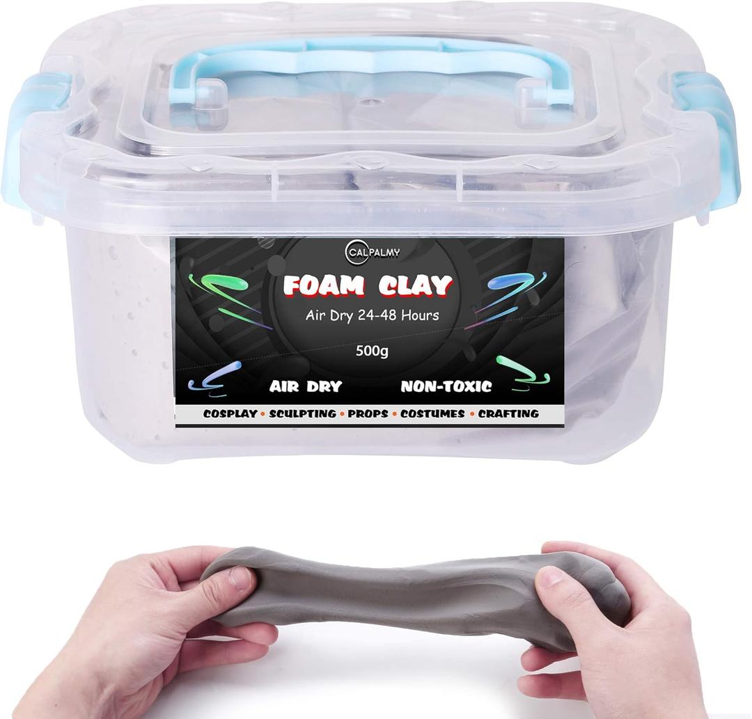 1.1lb Moldable Cosplay Foam Clay (Grey)  High Density for Intricate Designs | Air Dries to Perfection for Cutting with a Knife or Rotary Tool, Sanding or Shaping (500g)