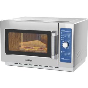 CROSSON ETL Listed Commercial Microwave Oven Countertop with Dial Controls,1.2Cu Ft,Stainless Steel,1000w with 5 Power Levels,Easy to Use and Clean for Restaurants|Office|Home Kitchen