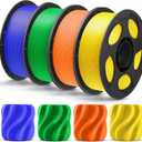 ANYCUBIC PLA Plus (PLA+), 3D Printer Filament 1.75mm Bundle, High Toughness, Dimensional Accuracy +/- 0.02mm, 4 Pack 1KG Reusable Spool, Blue, Green, Orange, Yellow