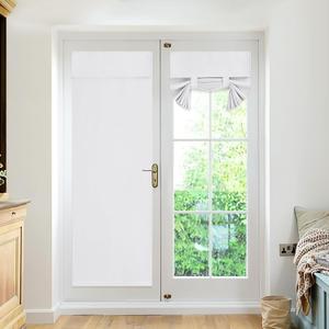 RYB Home Blackout Door Curtains 2 Panels Set, Privacy Insulating Glass Window Door Blind Shdes for Nana/Sidelight French Door Office, W 26 x L 72, Pure White