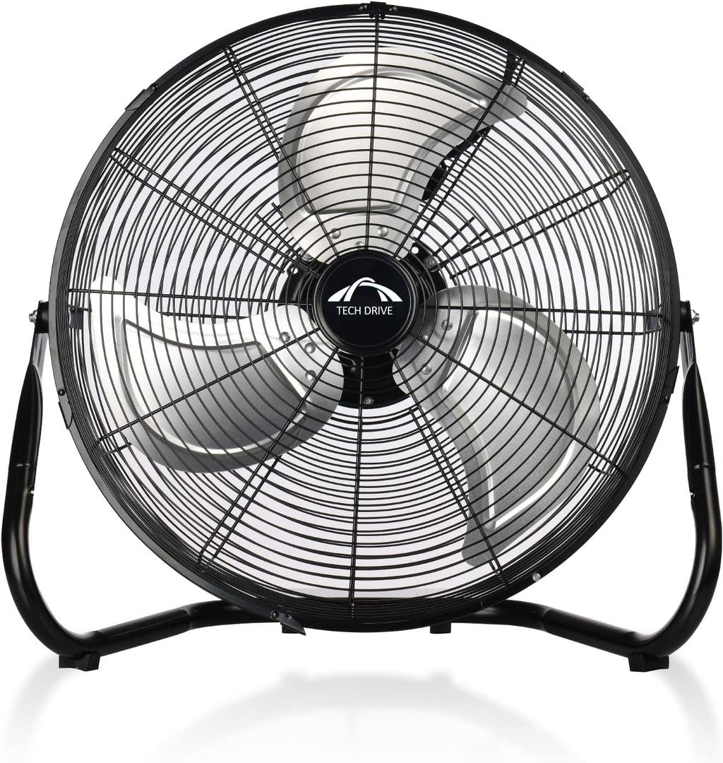 Tech Drive High Velocity Floor Fan,14 inch Heavy Duty Metal Industrial Fans,3 Powerful Speed,360 Adjustable Tilting and All Metal Construction,Black