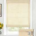 LazBlinds No Drill Bamboo Roman Shades, 20" W x 64" H, Star-Beige | Light Filtering Blinds, Real Natural Bamboo Material, Easy to install