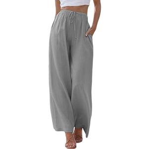 Sampeef Wide Leg Linen Pants for Women High Waist S