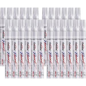 Overseas White Paint Pens Permanent Markers 24 Pcs, Oil Based Paint Markers Set, Quick Drying, Waterproof, Medium Tip Marker Pens for Metal, Rock, Wood, Plastic, Canvas, Glass, Stone, Rubber, Paper