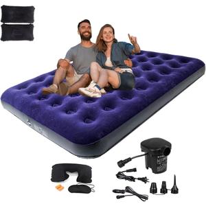 Onirii Queen Size Double Camping Air Mattress Bed with Air Pump,Inflatable Mattress,80"x 60"Thickened Portable Blow Up Air Mattress,Travel Sleeping Bed Pad for Camping Home Hiking