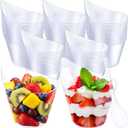 50 Pack 7 Oz Clear Plastic Dessert Cups with Tasting Spoons, Appetizer Cups Yogurt Parfait Bowls with Spoons for Party Supplies Catering Chocolate Desserts Buffet Food Display