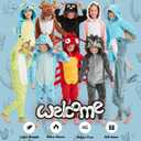 Kids Flannel Animal Onesie Costume Halloween Dress up Christmas for Girls and Boys (10 Years, Blue Shark)