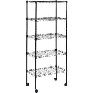 Simple Deluxe 5-Tier Storage Shelves, 21" W x 12" D x 54" H Adjustable Heavy Duty Wire Metal Shelving Unit, Chrome (Black)