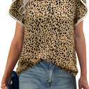 PRETTYGARDEN Womens Ruffle Petal Sleeve Lace Crochet Floral Boho Tunic Top (XS)