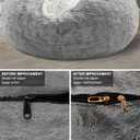 RAINBEAN Bean Bag Chair Cover, Big Round Soft Fluffy PV Velvet Sofa Bed Cover, Living Room Furniture, Lazy Sofa Bed, 6ft Black
