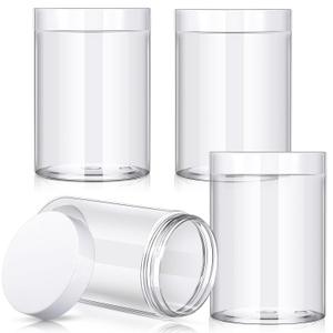 Patelai 4 Pieces Round Wide-mouth Leak Proof Plastic Container Jars with Lids for Travel Storage Makeup Beauty Products Face Creams Oils Salves Ointments DIY Making (12 Ounce,White)