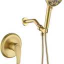 Shower Faucet Set with 7 Functions Handheld Shower Head Filter Shower Combo Set System Shower Trim Kit Brushed Gold