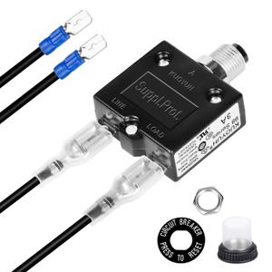 Push Button Circuit Breaker 3 Amp, Fuse Tester, Auto Trip, Manual Reset 32V, Low Voltage Protection with Waterproof Cap