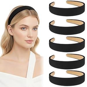 Wisecy Headbands for Women Non Slip Trendy Headbands for Women's Hair 1 inch Wide Cute Head Bands for Girls, Elastic Hair Bands for Women's Fashion Accessories (5Pcs)