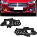 LED Front Bumper White Daytime Running Lights (DRL) Amber Turn Signal Lights Blue Low Beam Headlights Fog Lights Compatible with Ford Fusion 2013-2016