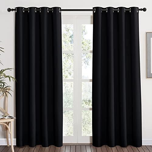 NICETOWN Black Out Curtain for Bedroom 84 inches Long - Thermal Insulated Modern Blackout Window Treatment Soundproof Drape for Bedroom/Living Room, W52 x L84 Inch, 8 Grommets Top, 1 Piece