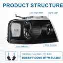 Headlights for 2004-2008 Ford F150 / 2006-2008 Lincoln Mark LT Pair Front Lights Replacement Headlamps Black Housing Clear Reflector