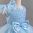 IBTOM CASTLE Girls Birthday Dress Sequin Tiered Tulle Tutu Party Flower Girl Wedding Toddler Pageant Formal Prom Gown (Blue) 130