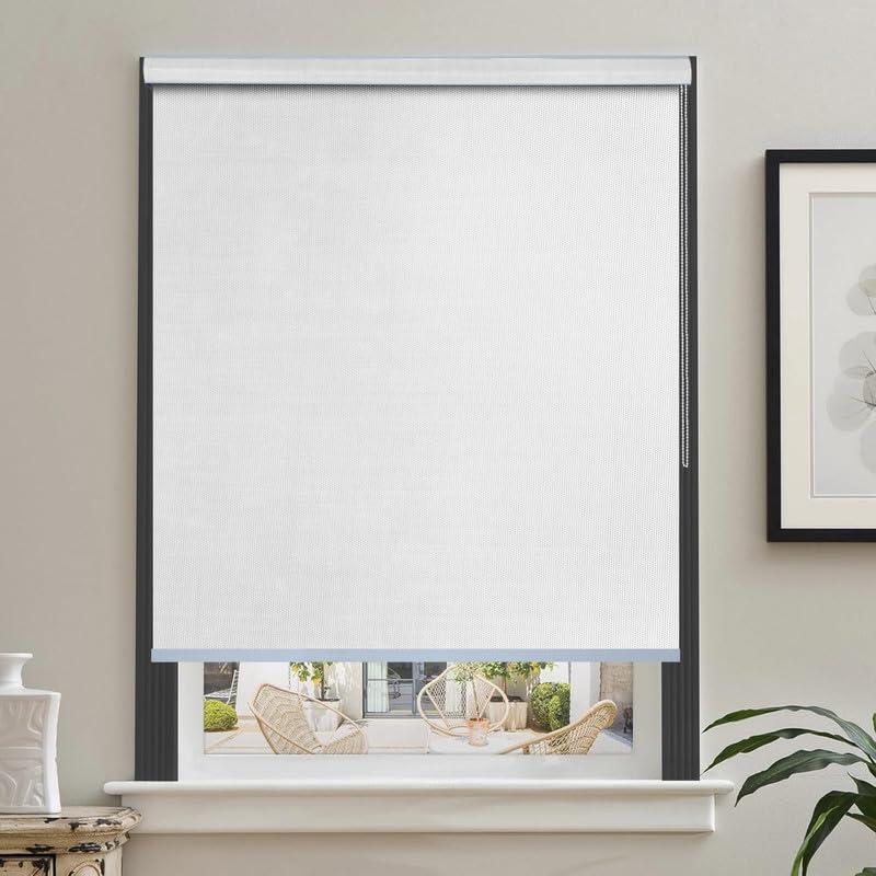 Waterproof Roller Blind with Pelmet Protect for Sun & Rain Blockage Corded Roll Up and Down Blind for Window, Door(White Color 2X5 Feet, Pack of 1 Piece)