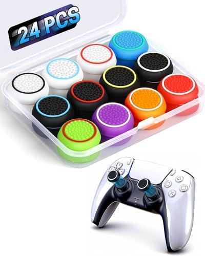 24 PCS Premium Silicone Thumb Grips for PS4/PS5/Xbox Controller, Rainbow Non-Slip Joystick Caps & Thumbstick Grips, Ultimate Comfort & Protection