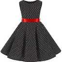 Kids Girls 50s Audrey Vintage Polka Dot Swing Party Rockabilly Dress Retro Peter Pan Doll Collar Wedding Casual Skater Dress, 9-10Y